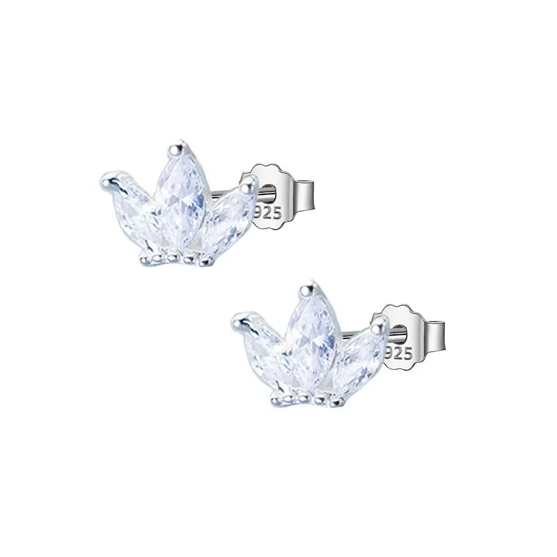 TrustDavis Real 925 Sterling Silver Sweet Crown Green White CZ Charm Stud Earrings For Women Wedding Party Fine Jewelry DA1670