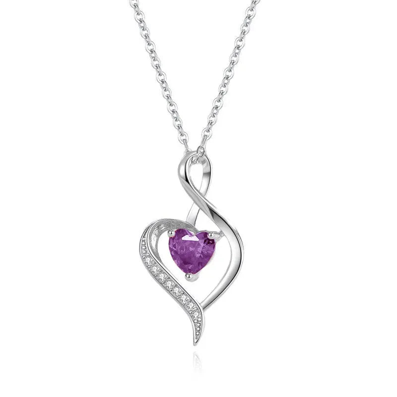 TrustDavis 925 Sterling Silver Women's Heart Shaped with Heart Diamond Necklace for Mother's Day Birthday Gift Jewelry DS4193