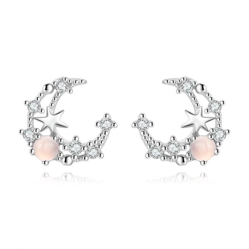 Moon Star CZ Screw Stud Earrings DS4596