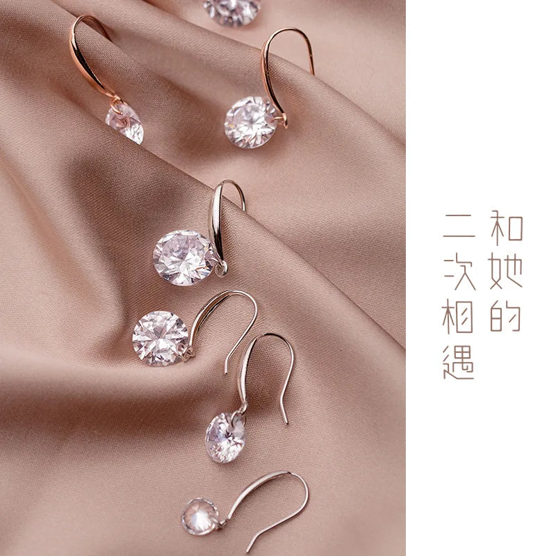 Trustdavis Genuine 925 Sterling Silver Lovely Dazzling CZ Dangle Earrings For Women Fashion Silver 925 Jewelry Wedding Gift DT59