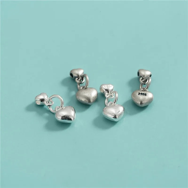 TrustDavis New Real 925 Sterling Silver Fashion Romantic Hearts Charm Pendant Handmade DIY Accessories Wholesale DZ1720