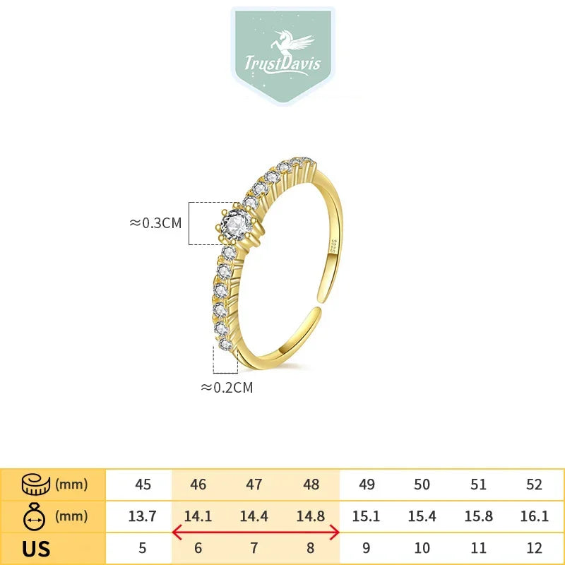 925 Sterling Silver Geometric Zircon Open Ring DS4112