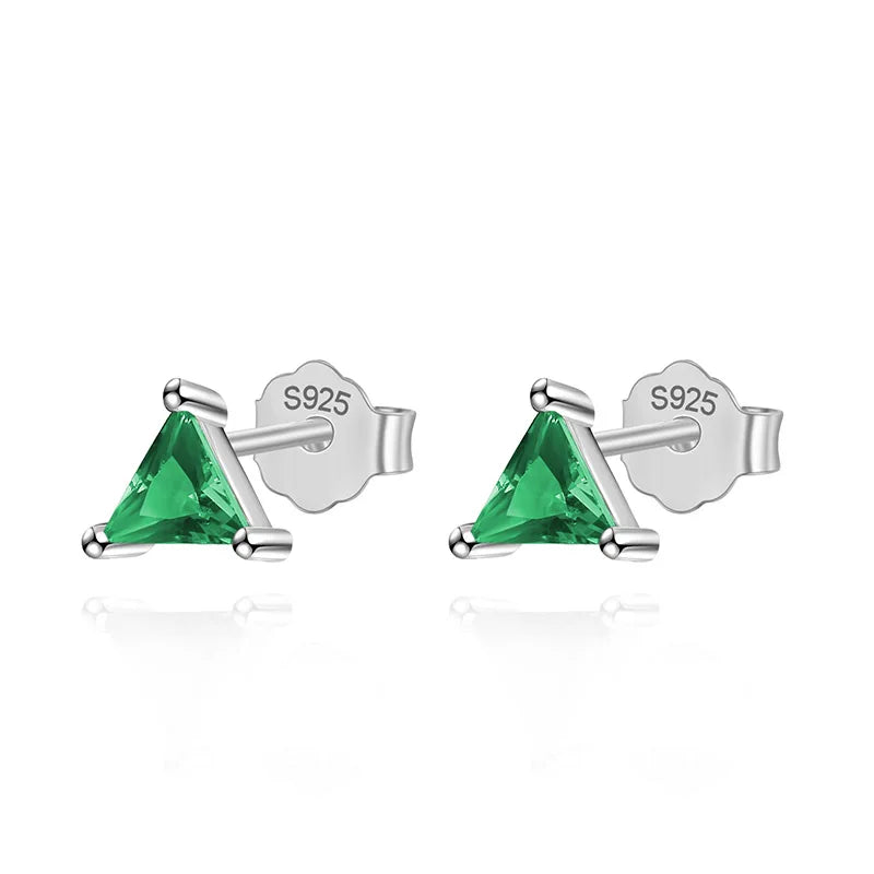 Colour CZ Triangle Round Charm Stud Earrings DA2701