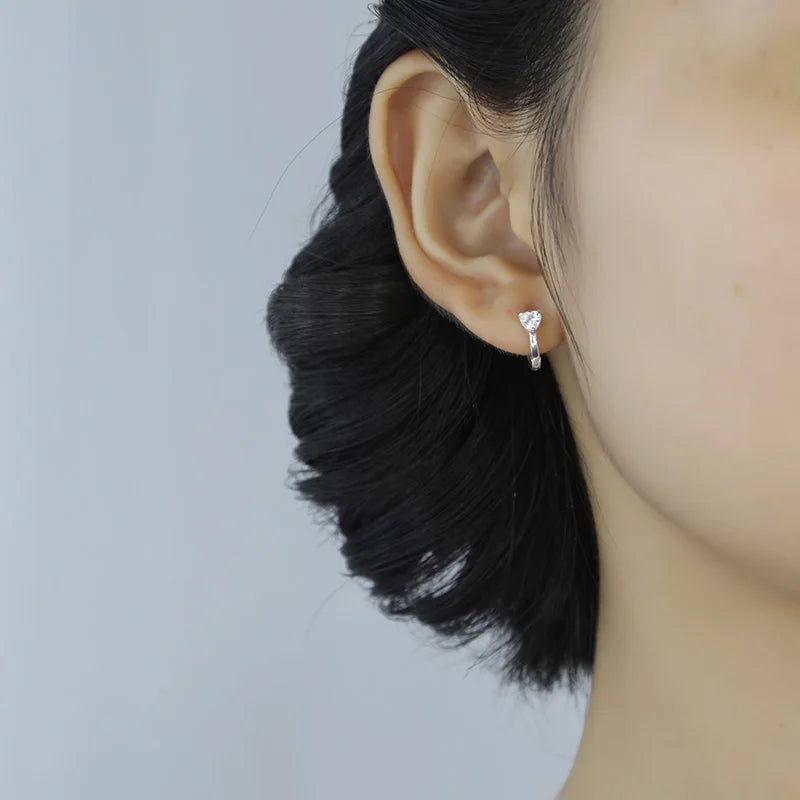 Trusta Fashion 925 Sterling Silver Dazzling Love Heart CZ Ear Cuff Clip On Earring For Women Girl Piercing Earing Jewelry DA488