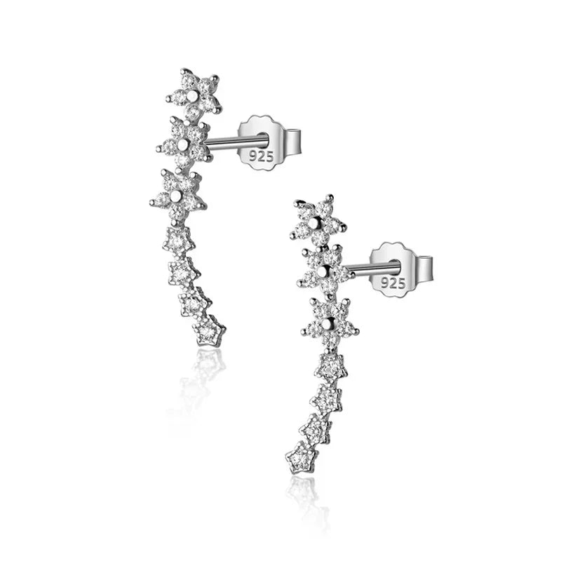 TrustDavis Real 925 Sterling Silver Fashion Sweet Star Dazzling CZ Stud Earrings For Women Wedding Fine Jewelry DA2390