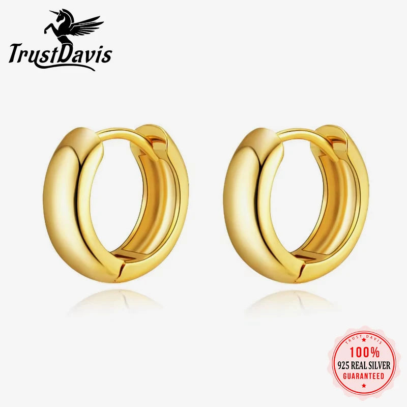 TrustDavis Girls 925 Sterling Silver Charm Sweet Hoop Earrings Fashion Cute Gift for Women Fine Jewelry DS3659