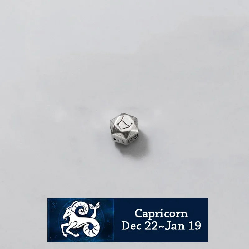 TrustDavis Real 925 Sterling Silver Beads Fashion 12 Constellation Charm Beads Fit Bracelet Necklace Accessories Jewelry HY886