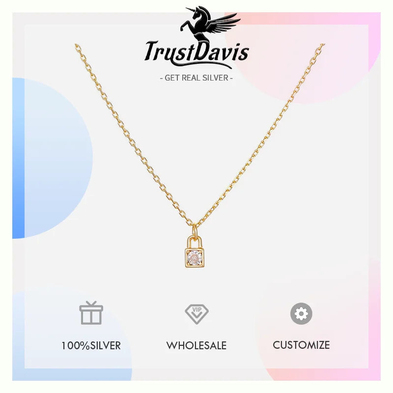 Lock Zircon Necklace DS4824