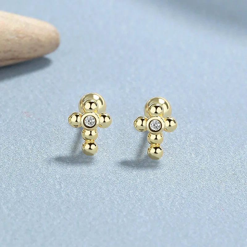 Cross Zirconia Screw Earrings DS5023