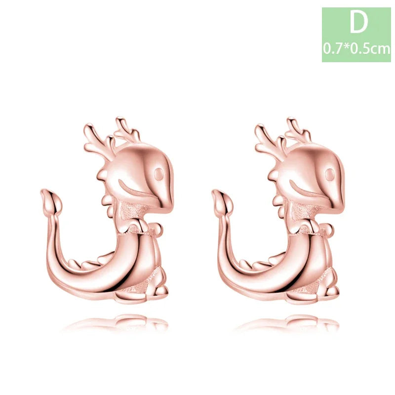 Trustdavis Real 925 Sterling Silver Chinese Zodiac Signs Screw Stud Earrings For Women Daughter Birthday Gift Jewelry DS4430