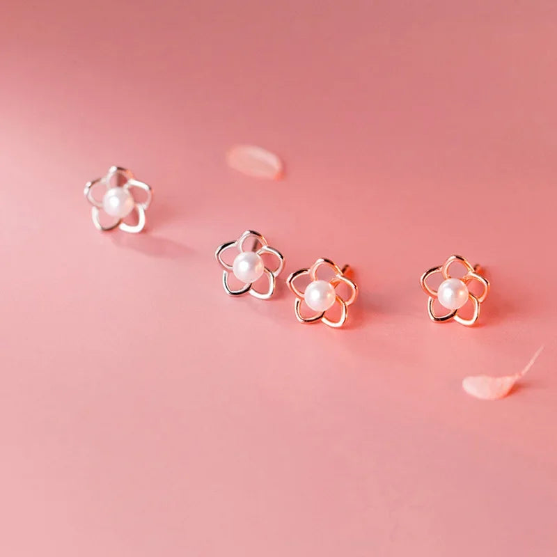 Flower Synthesis Pearl Stud Earrings DA2919