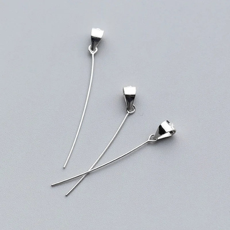 TrustDavis Authentic S925 Sterling Silver Fashion Long Needle Pendant Buckle DIY Accessories Fine Jewelry Wholesale DZ1799