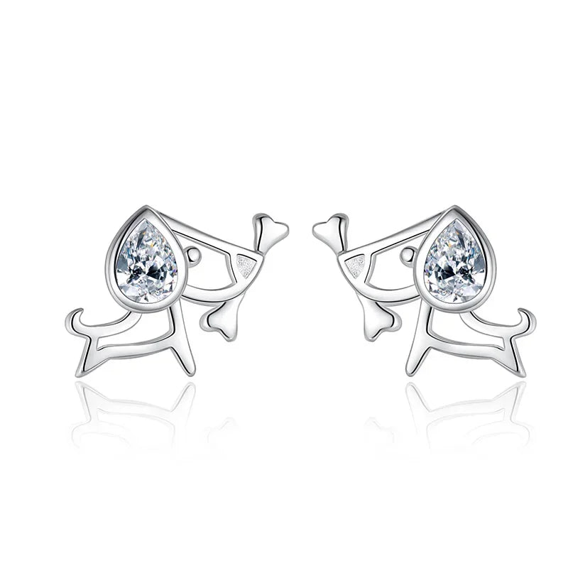Trustdavis Genuine Fashion 925 Sterling Silver Sweet Cute Animal Little Cat Stud Earrings For Women Girl Kids Lady Jewelry DA261
