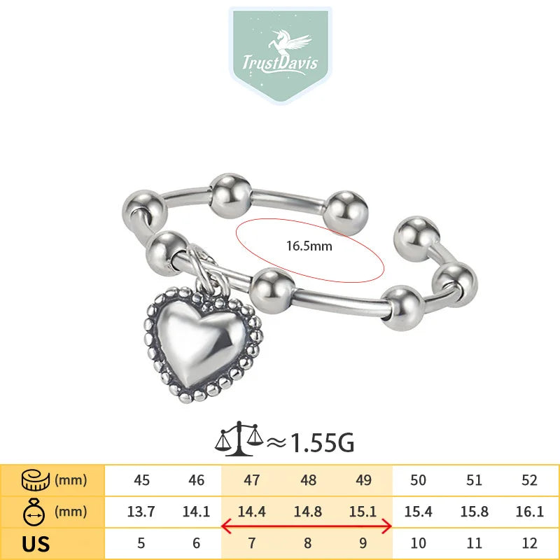 100% 925 Real Sterling Silver sweet Heart Ring DA3234