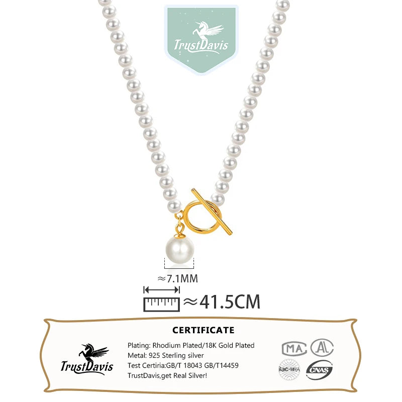 Pearl Necklace with OT Clasp for Women Daily Wear Jewelry Gift DS4976