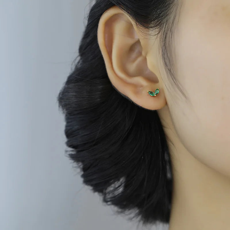 Leaves Shiny Screw Stud Earrings DA2256