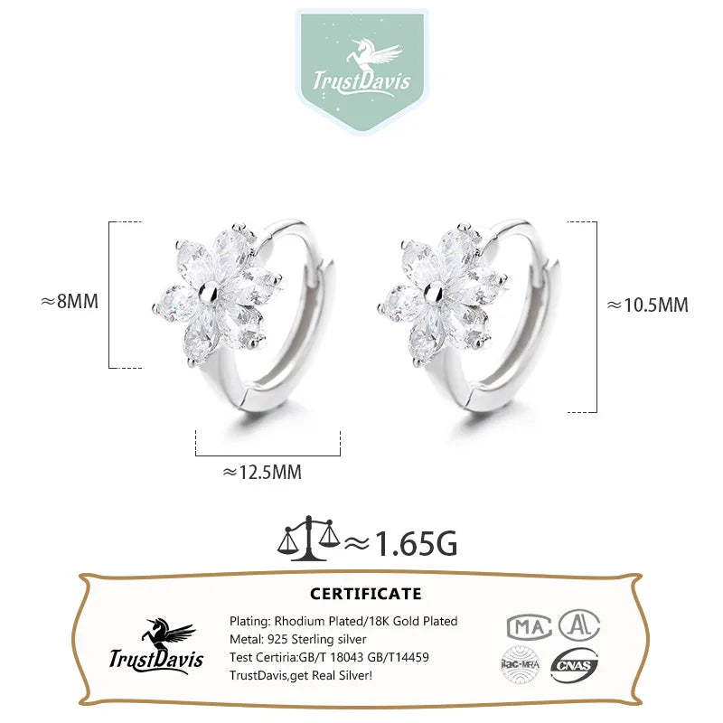 TrustDavis Real 925 Sterling Silver Fashion SimplicitySix Petal Flower for Women Wedding Birthday Fine S925 Ring Jewelry DA023