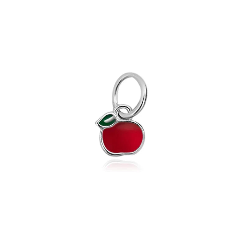TrustDavis Real 925 Sterling Silver Fashion Red Apple Charm Pendant Handmade DIY Accessories Fine Jewelry Wholesale DZ1743