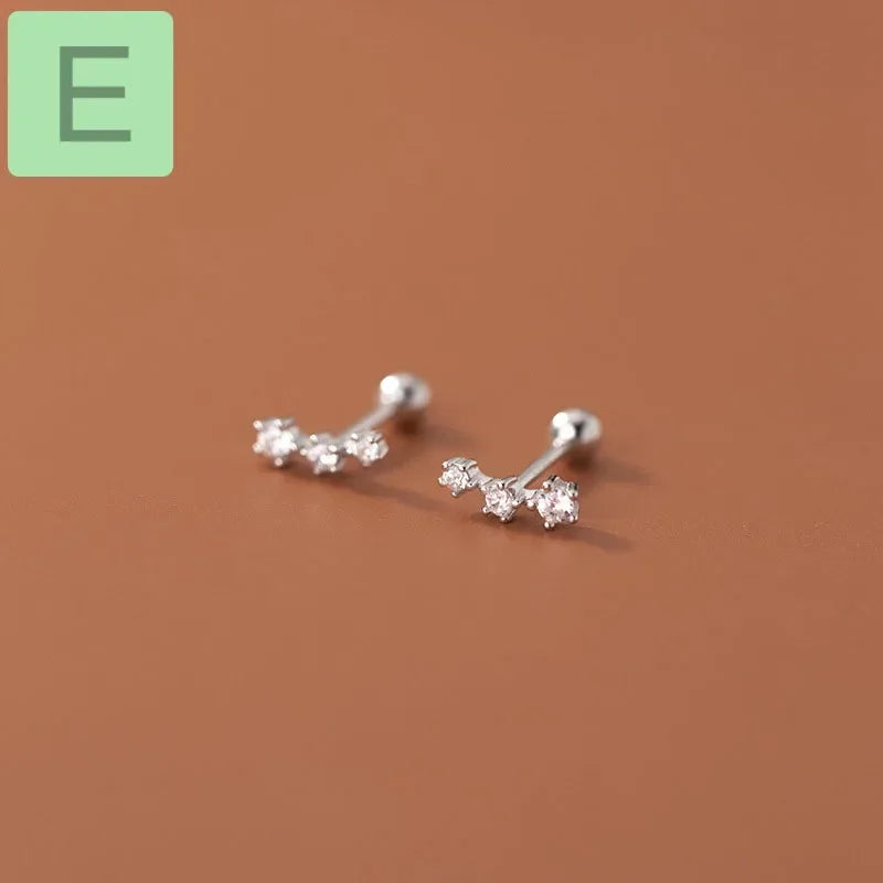 TrustDavis Real 925 Sterling Silver Fashion Sweet Square Luck Screw Stud Earrings For Women Children Fine Jewelry Gift DB1324