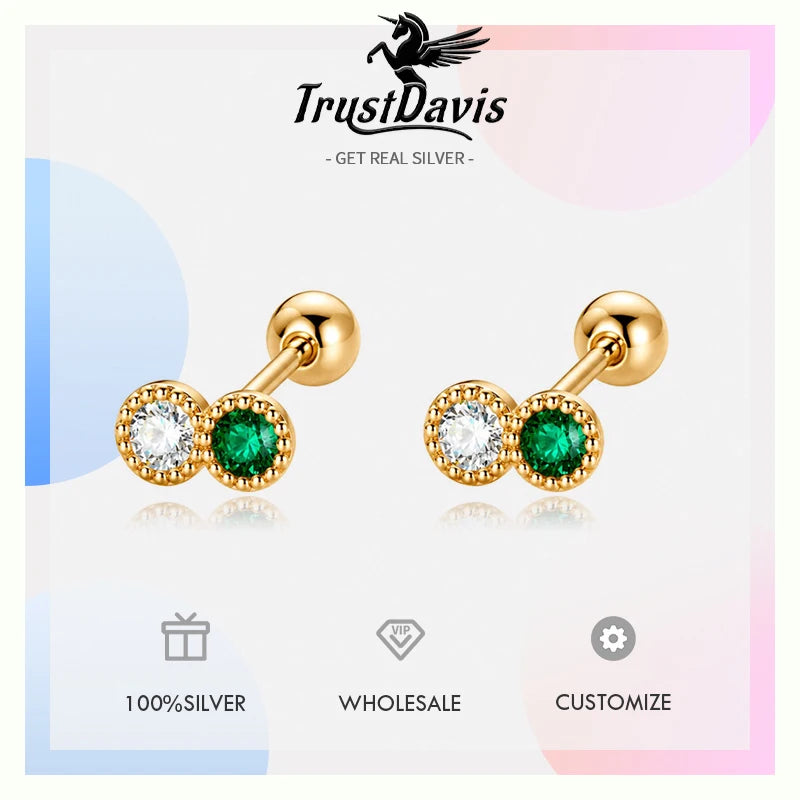 Double-color Zircon Stud Earrings DS1912