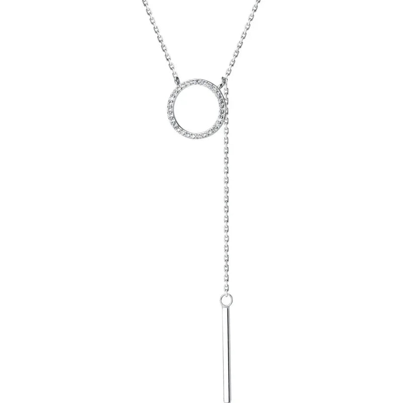 Round Stick Chain Dazzling Pendant Short Clavicle Necklace DA982