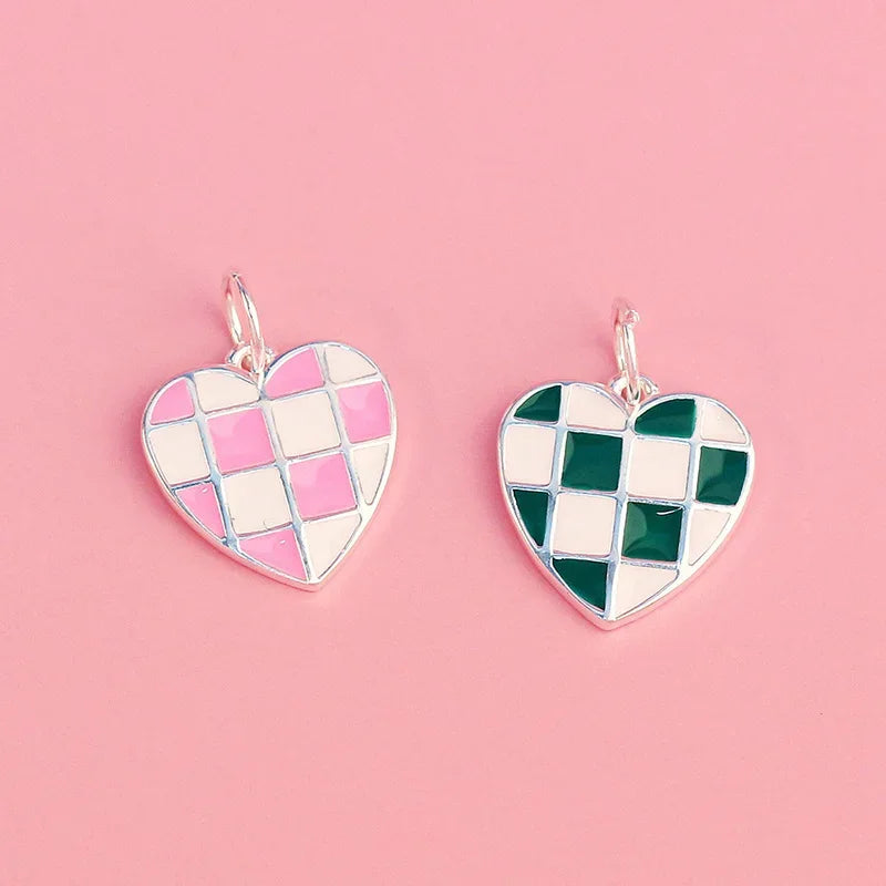 Checkerboard Heart Pendant HY591