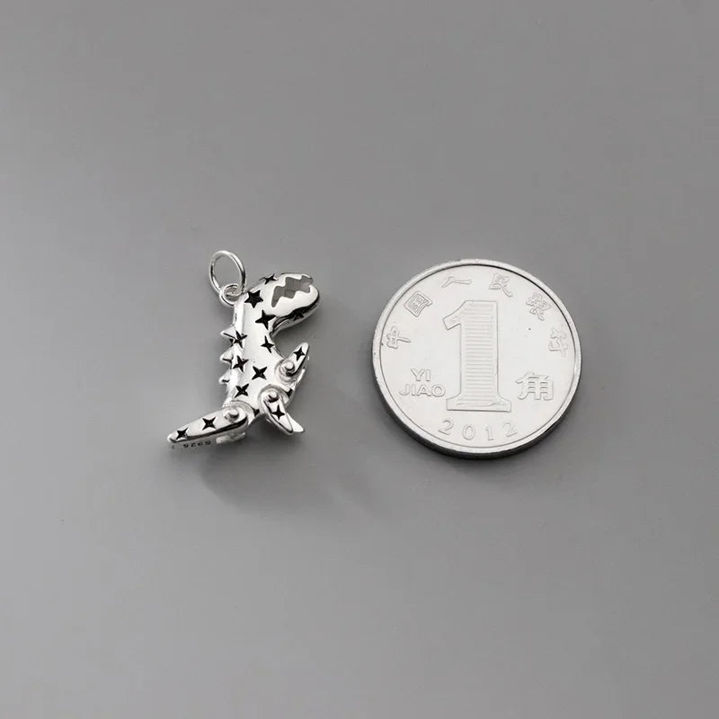 TrustDavis Real 925 Sterling Silver Fashion Dinosaurs Pendant Handmade DIY Fit Necklace Bracelet Accessories Fine Jewelry DZ770