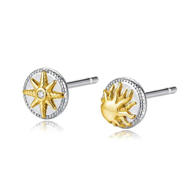 Stacked Sun and Star Zircon Earrings DS4920