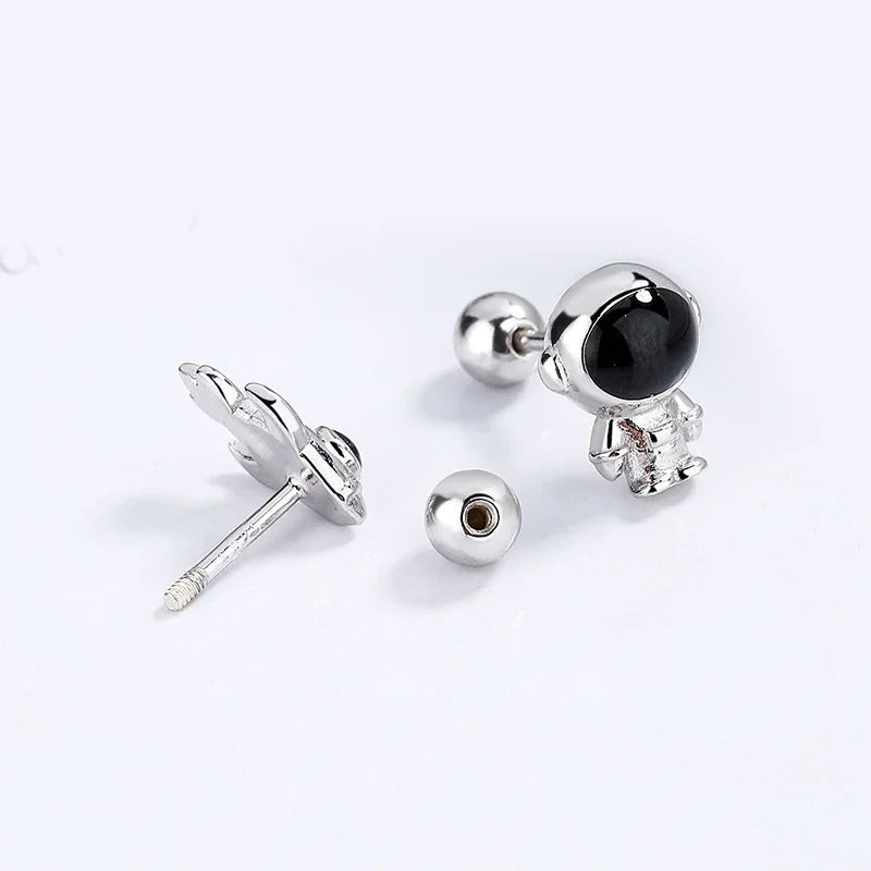 TrustDavis Real 925 Sterling Silver 2022 Sweet Astronaut Rocket Screw Stud Earrings For Daughter Girls Gift Fine Jewelry DG0062