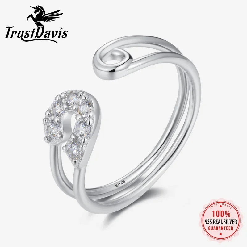 Paper Clip CZ Ring Cute Gift DF376