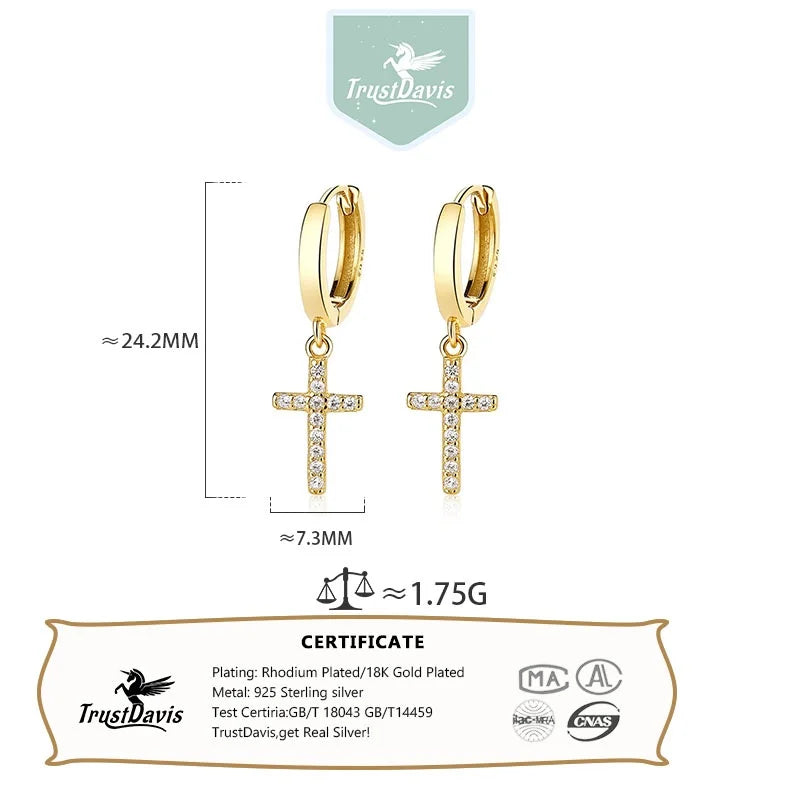 Cross Zircon Hoop Earrings DS5022