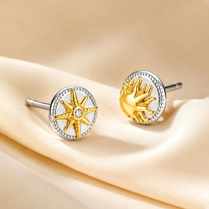 Stacked Sun and Star Zircon Earrings DS4920