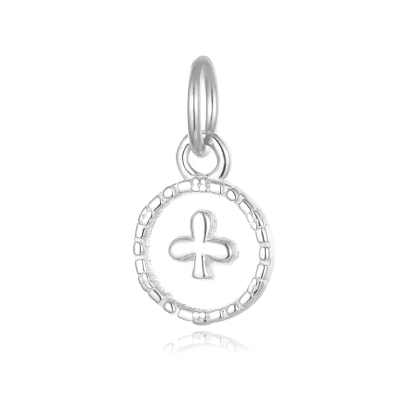 TrustDavis Real 925 Sterling Silver Fashion Sweet Round Flower Charm Pendant Handmade DIY Accessories Fine Jewelry HY237