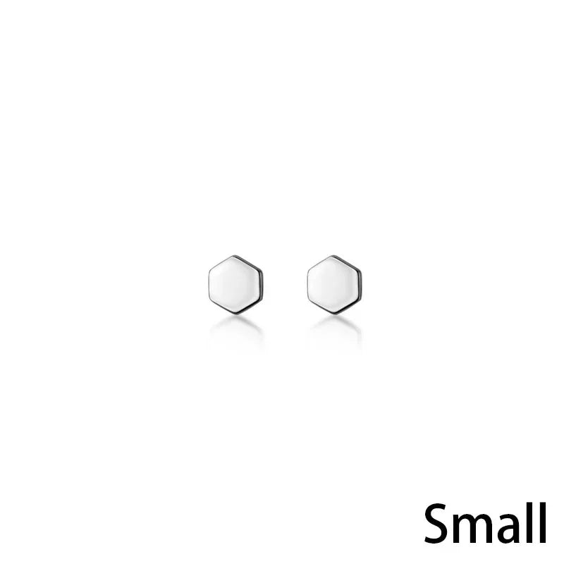Trusta New Arrival Authentic 925 Sterling Silver Lovely Hexagon Stud Earrings Silver for Women Fashion Jewelry New Design DA869