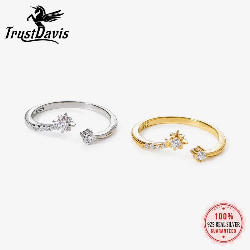 Fashion Simple Eight-pointed Star Zircon Open Ring for Women DS4975