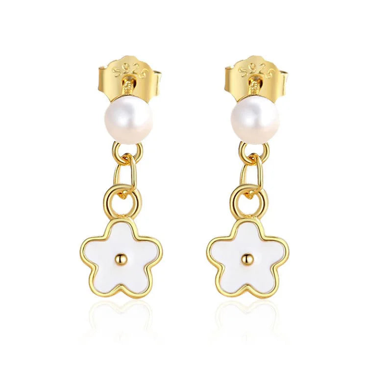 Flower Pearl Drop Earrings DS4366