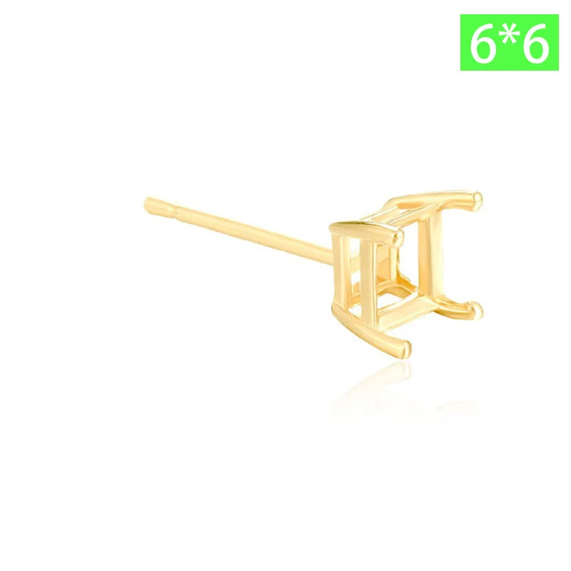 TrustDavis Real 925 Sterling Silver fashion Four clawed square earring ear rest Handmade DIY Accessories Wholesale DZ1761