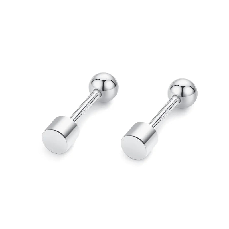 TrustDavis Real 925 Sterling Silver Cylindrical Bead Screw Stud Earrings For Women Valentine's Day Fine S925 Jewelry Gift DA2868