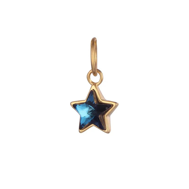Star Blue Shiny CZ Charm Pendant DZ298