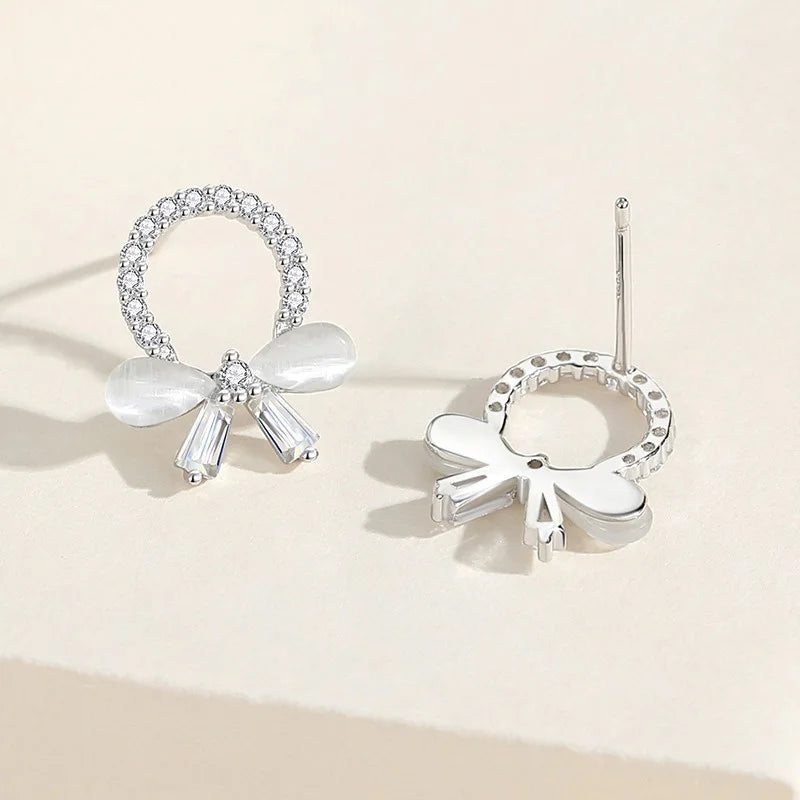 Fashion Sweet Flower Circle Bow Wreath Earrings DS4367