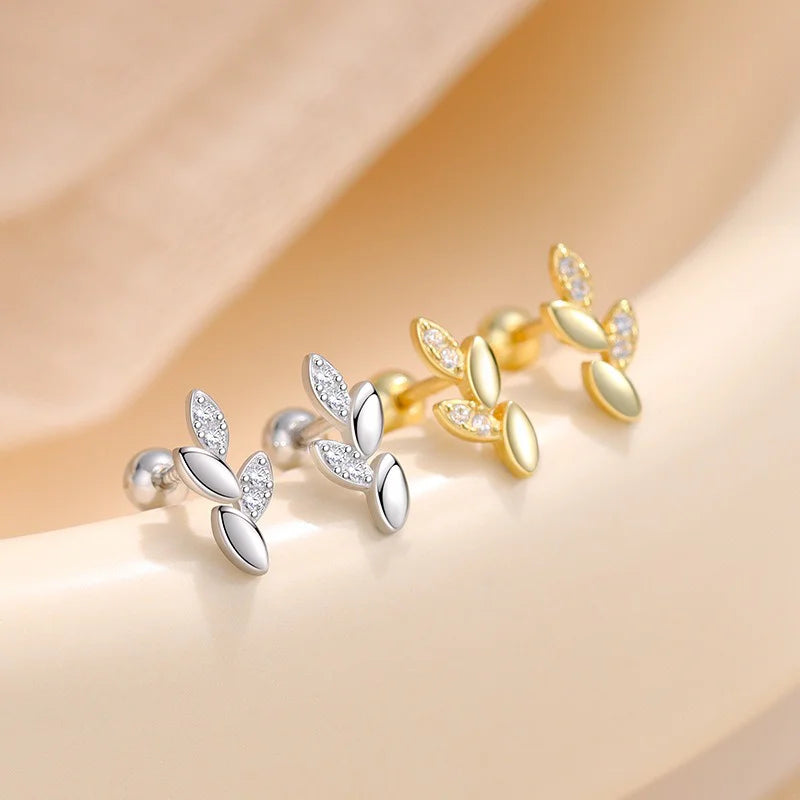 Fashion and Minimalist Leaf Screw Earrings for Women DS4961