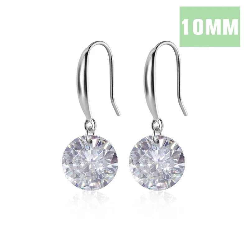 Trustdavis Genuine 925 Sterling Silver Lovely Dazzling CZ Dangle Earrings For Women Fashion Silver 925 Jewelry Wedding Gift DT59
