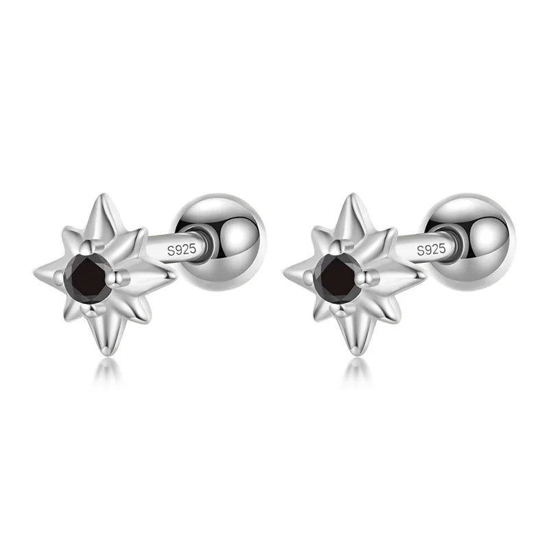 TrustDavis Real 925 Sterling Silver Tiny Star Screw Stud Earrings for Women Wedding Party Fine Dazzling CZ S925 Jewelry DS3674