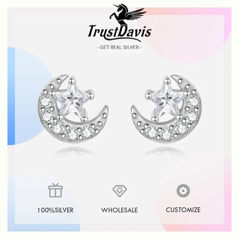 Star Moon Zircon Stud Earrings DA3220