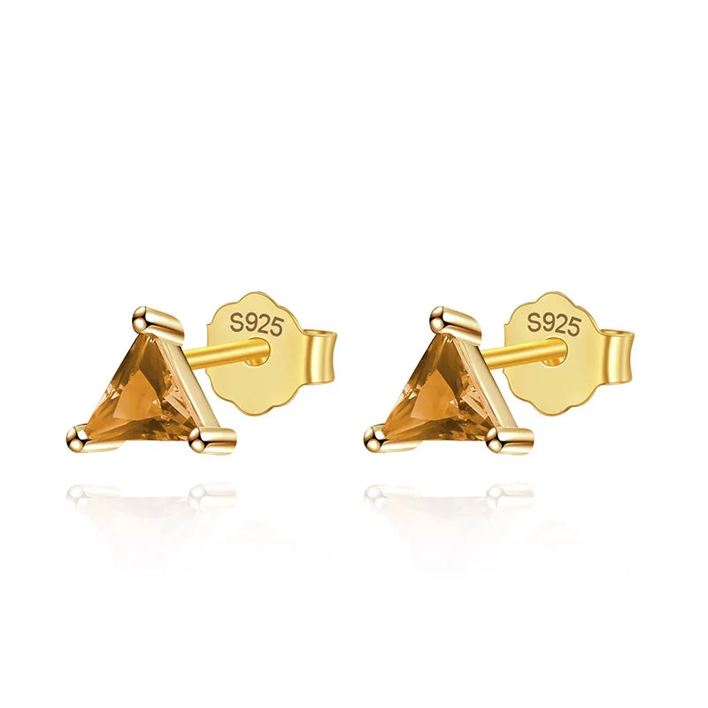 Colour CZ Triangle Round Charm Stud Earrings DA2701