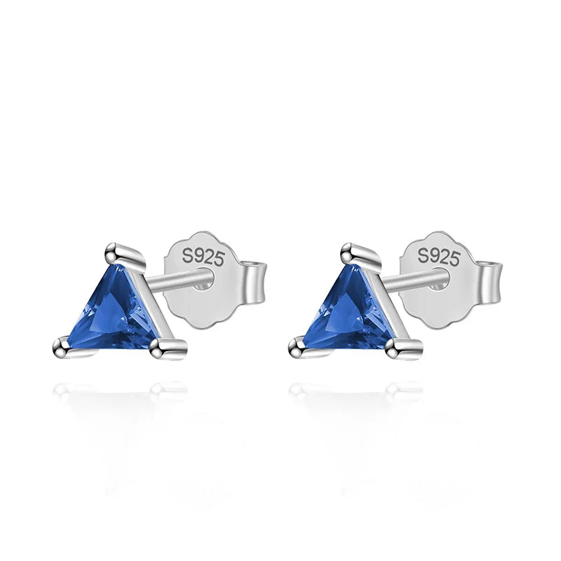 Colour CZ Triangle Round Charm Stud Earrings DA2701