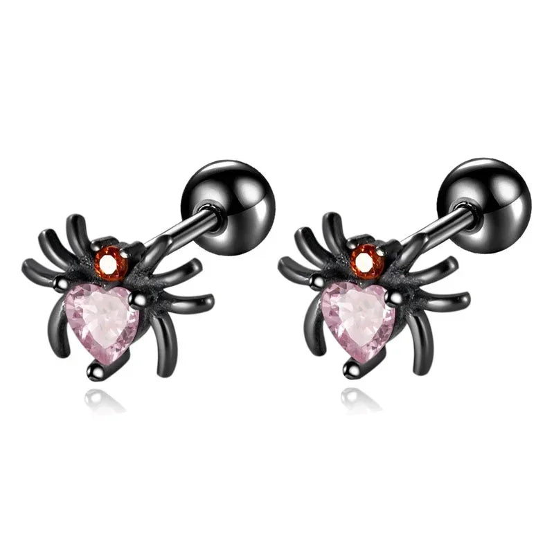 TrustDavis Real S925 Sterling Silver Women Fashion Spider CZ Stud Earrings For Daughter Girls Fine Jewelry Gift DA4173