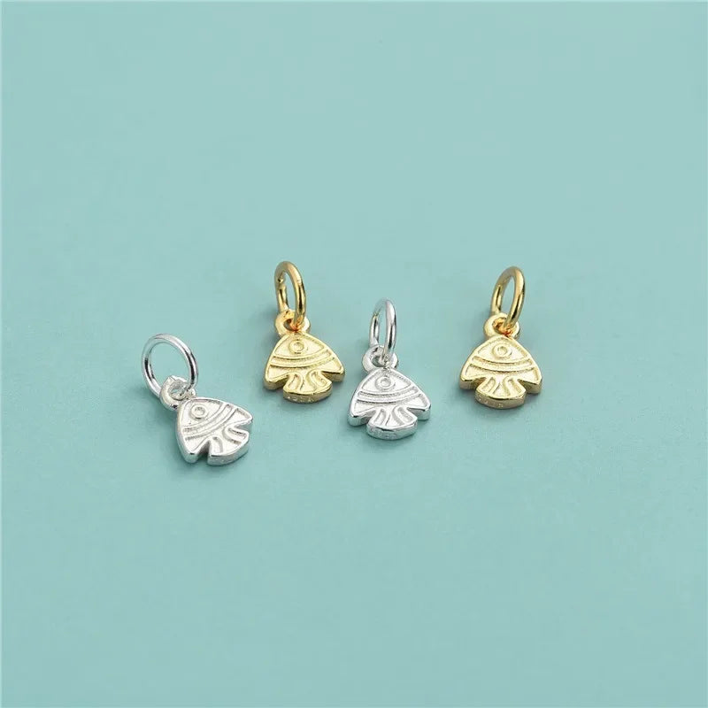 TrustDavis Real 925 Sterling Thai Silver Fashion little fish Charm Pendant Handmade DIY Accessories Wholesale Jewelry DZ1700