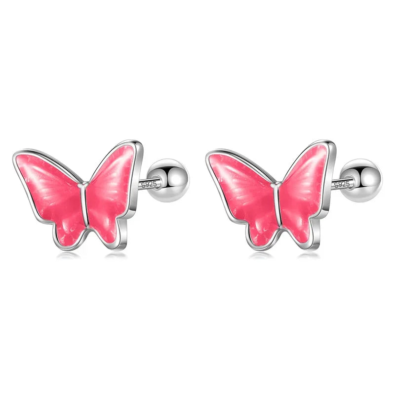 Colour Glaze Insect Butterfly Screw Earrings DF327