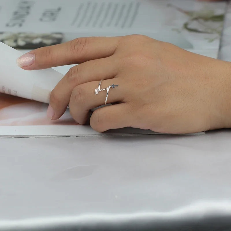 Cross Chain Ring Sizable For Women Wedding Party Fine S925 Jewelry Gift DB1082